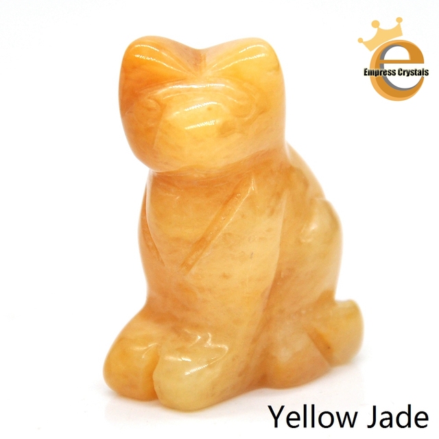 Stone Carving Cat Figurine Natural Gemstone Quartz Agate Jade Crystal Healing Animals Statue Home Decoration