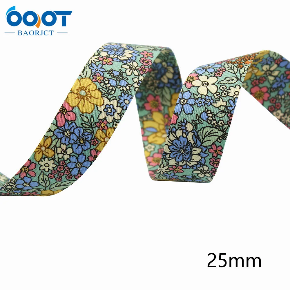 Ribbon Decoration Ribbon Supplies Wrapping Ribbon Double-Sided Springtime Flowers Cloth Ribbons 1"(10/25MM) 5Yards Bow Cap DIY Party Gift Packaging Materials L-201126-1362