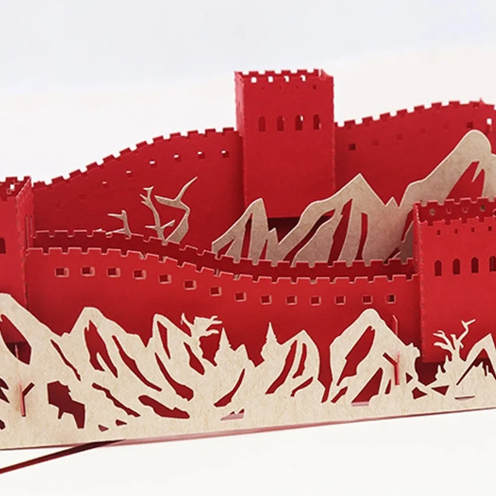 3D Great Wall поздравительные открытки 3D Поздравительные открытки всплывающие на день рождения Юбилей свадебные приглашения подарочные открытки красные 20x15 см