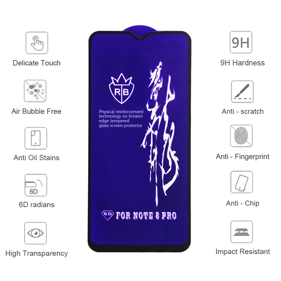 6D закаленное стекло для Xiaomi Redmi K30 Note 8 Pro Защитное Mi Mix 2S 3 A3 9 Lite SE 9T Pro|Защитные