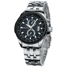 CURREN Reloj de pulsera para hombre, cronógrafo de cuarzo con correa de acero inoxidable, luminoso, calendario