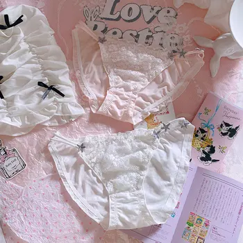 

Japanese Soft Sister Super Fairy Fantasy briefs Girls Sweet Cotton Underpants Lace Splice Stereoscopic Star Low waist Panties