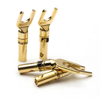 

12PCS Gold Plated Y/U Type Banana Plug Connectors Copper Interpolation Audio Screw Fork Speaker Adapter Cable Wire Connectors