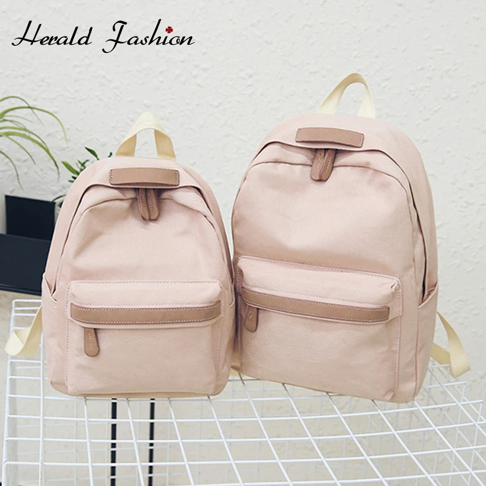 

Herald Fashion Women Canvas Backpacks Ladies Solid Large Capacity School Bag Backpack For Girls Couple Travel 2 Size Bag Brand