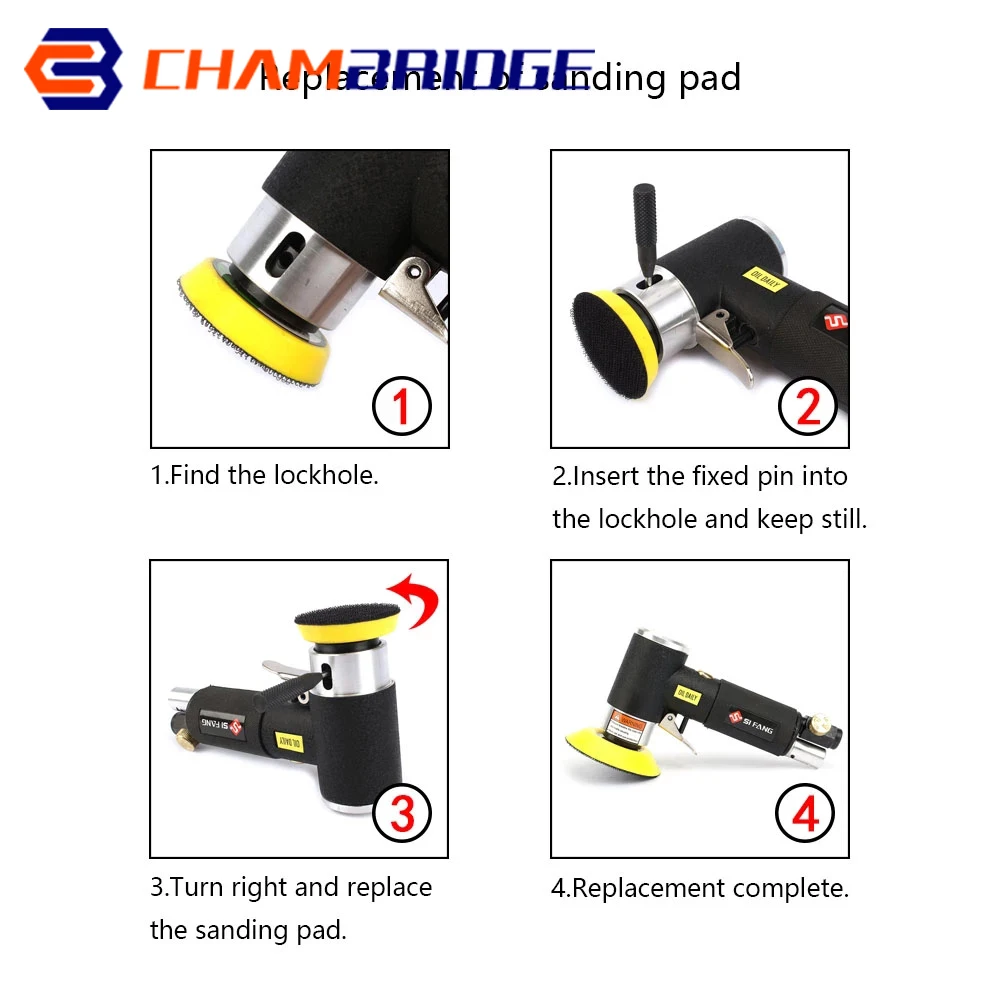 Kit Mini Ponceuse Pneumatique 3 Tailles – Orbitale Pour Carrosserie – 15000 Tr/min