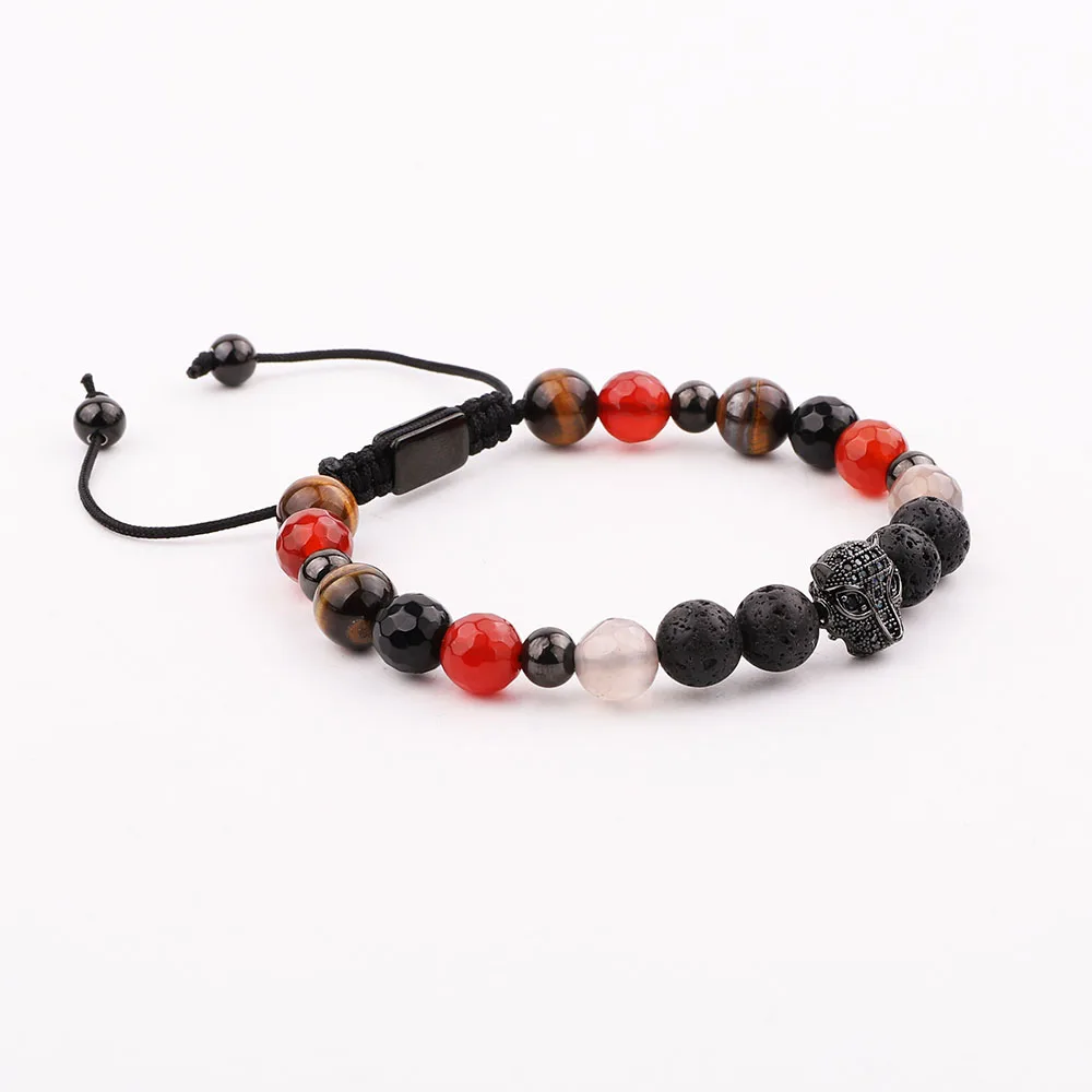 JARAVVI Natural Lava Stone Leopard Lion Charm Adjustable Beads Bracele Men Women - Image 6