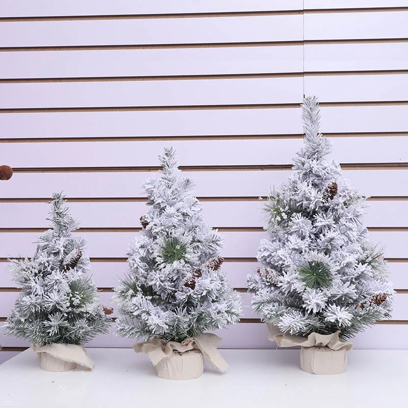 mini Christmas tree plastic flocking powder simulation snow 30cm40cm50cm Christmas tree indoor decoration 2020 New Year gifts