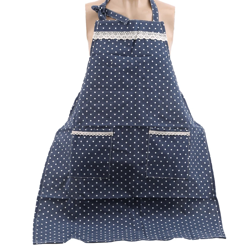 Бытовой кухонный водонепроницаемый фартук в горошек Кружевной Фартук Кухонный маслостойкий фартук средней длины толстые прочные фартуки для женщин