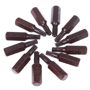 

12Pcs/lot 25mm Hex Shank Magnetic T20 Security Screwdriver Bits With Hole