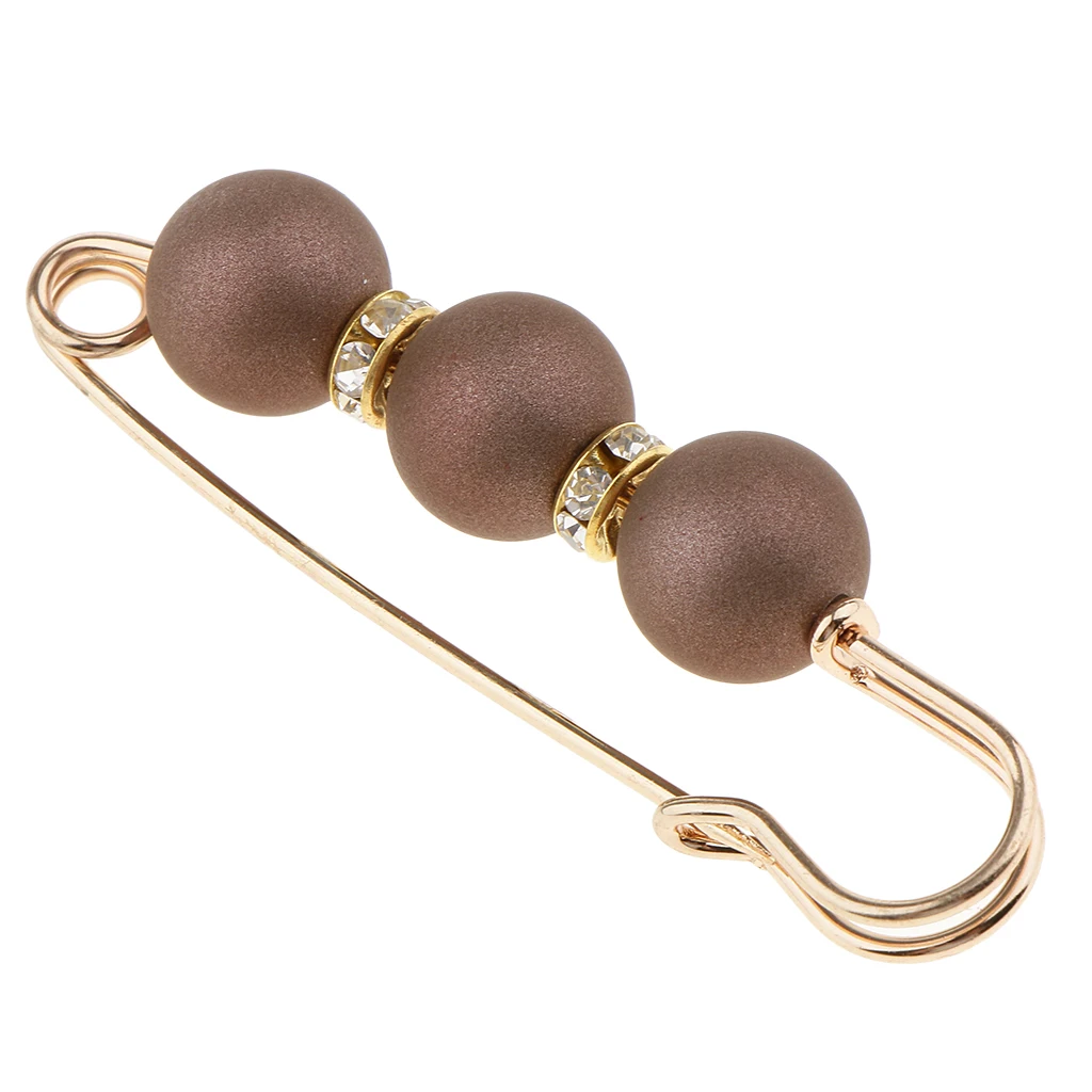 Scarf Clip 3 ABS Pearl Diamante Spacer Ornament Pin Brooch Valentines Gift