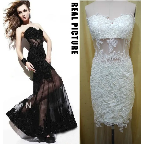 Новое vestido de festa сексуальное кружевное Аппликация из бисера тюля черные прозрачные вечерние элегантное платье для выпускного подружки невесты