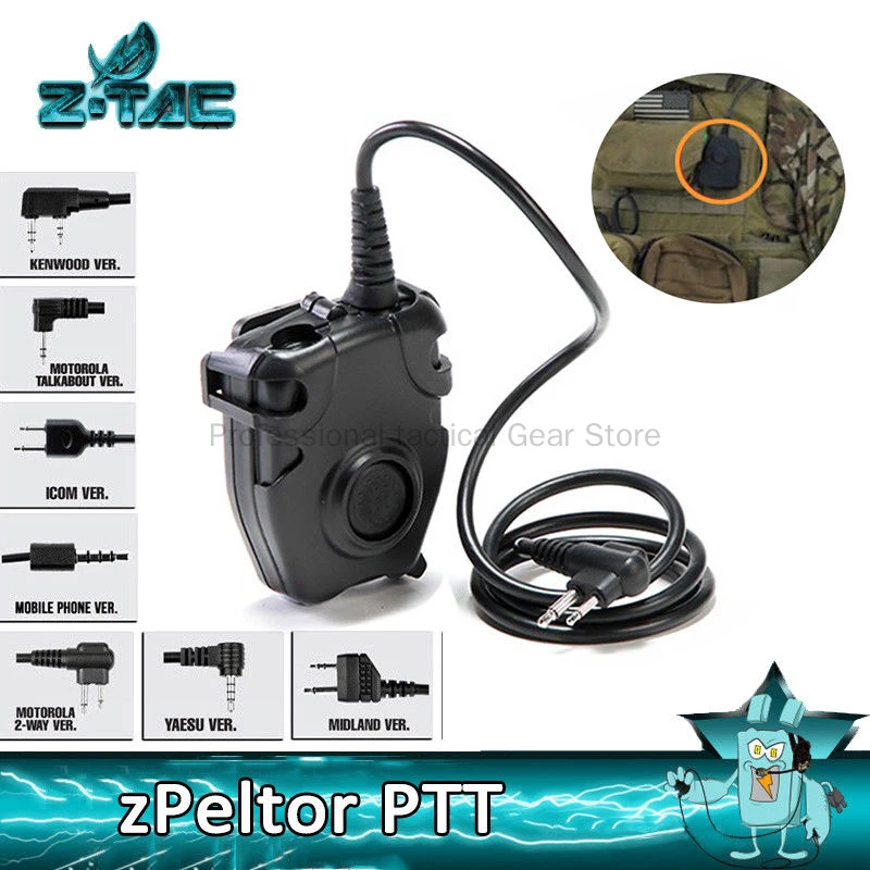 Z-TAC Tactical headphone PTT Z112 Headset Push To Talk Adapter Radio Airsoft military For Baofeng UV5R