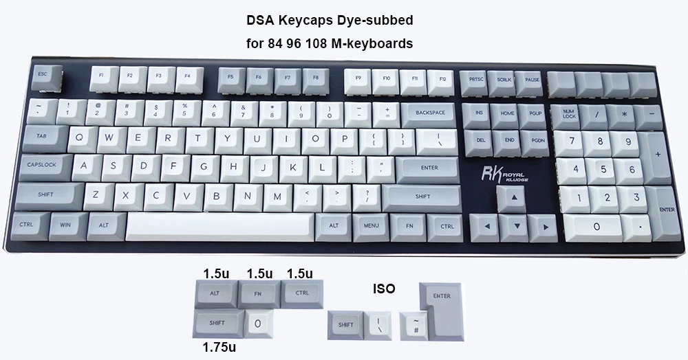 117 клавиш светло-серо-серый PBT DSA Keycaps ANSI ISO макет красителя-подложка или пустой для Cherry MX Переключатель механический