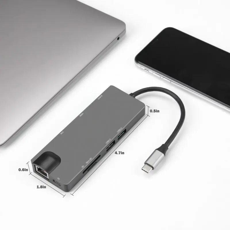 USB C на Hdmi VGA Ethernet адаптер Тип-c многофункциональный концентратор 4K HD usb-хаб 9 в 1 док-станции