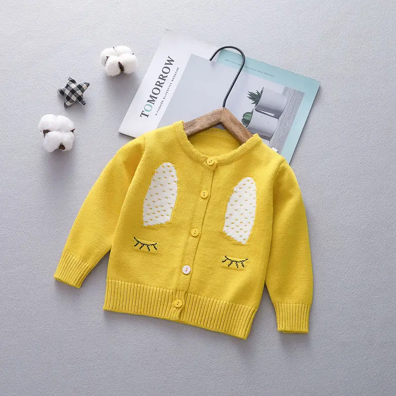 Новая осенне-зимняя детская одежда милый свитер Кардиган для девочек с кроликом