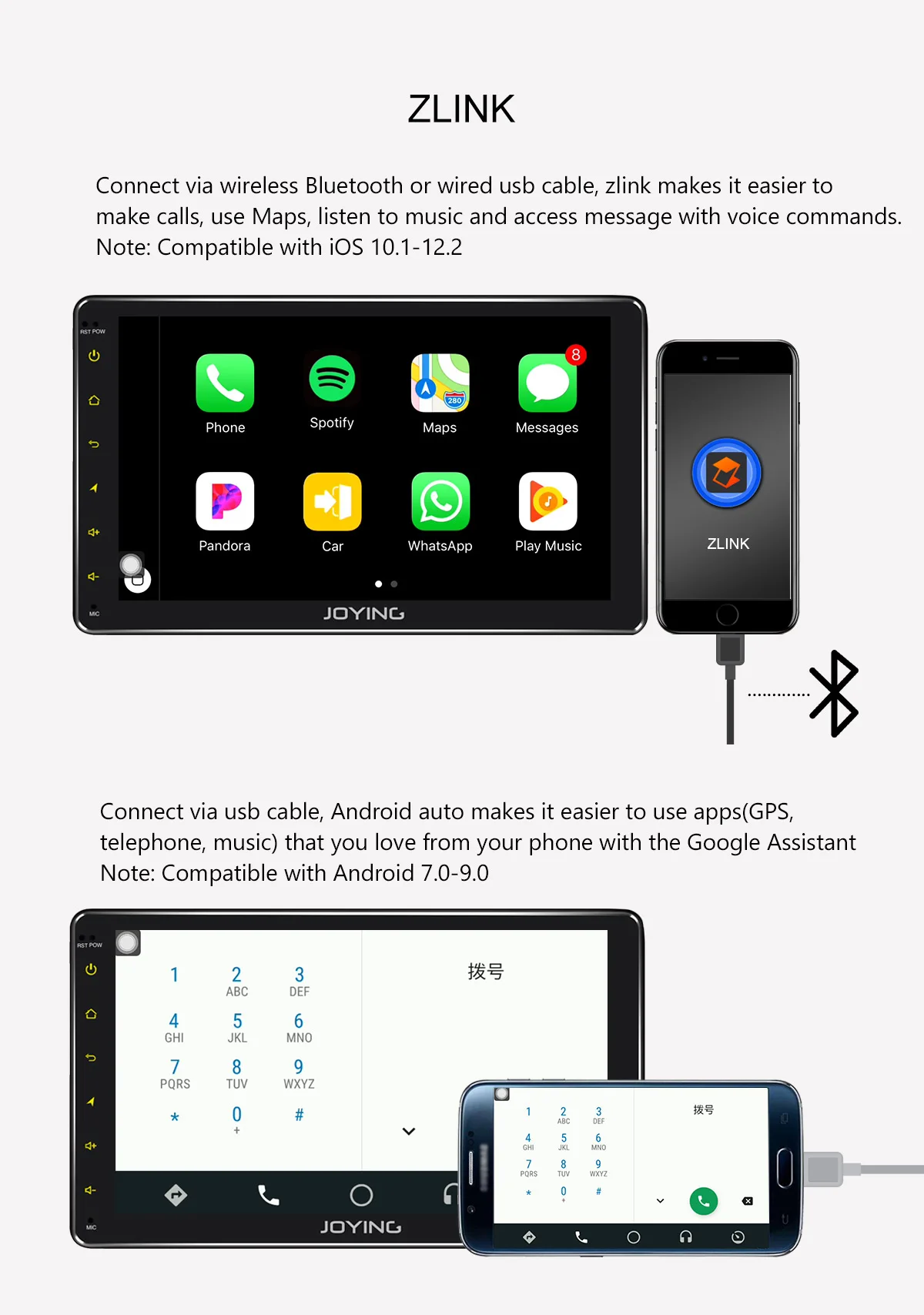 Top 8"Android 8.1 Car Radio Stereo 4GB+64GB Head Unit Universal GPS Navi Multimedia DVD Player Built-in 4G Modem Wireless Carplay 5