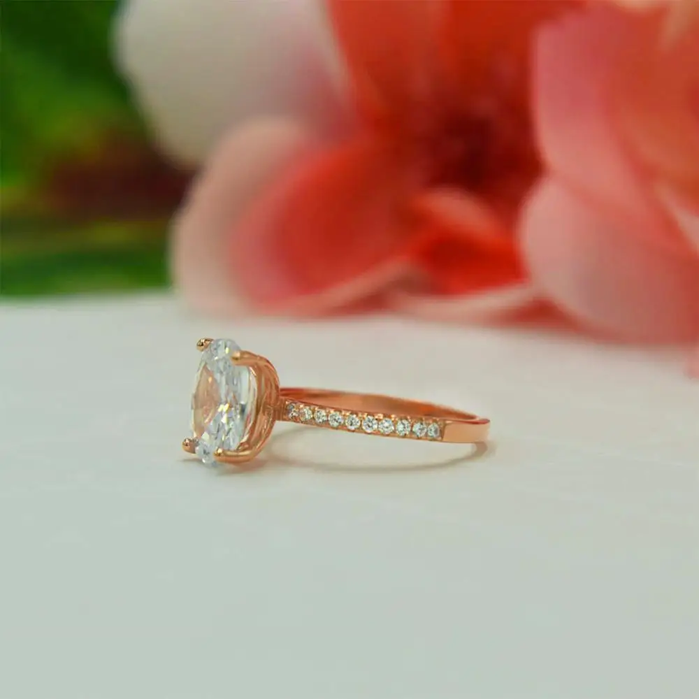 Роскошное женское большое Овальный Циркон модное кольцо для пальца серебряное розовое золото цвет вечерние кольца винтажное серебрянное кольцо для женщин