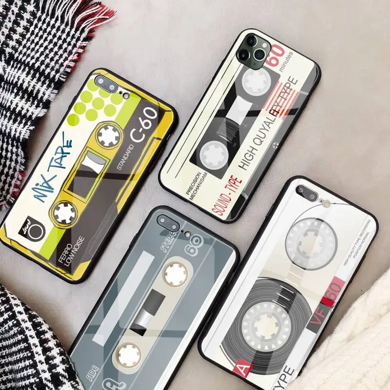 

Retro Cassette Fashion Glass Phone Case Fundas Coque for IPhone 12 11 Pro Max Cases XR XS 7 8 Plus Cover Accessories Carcasa