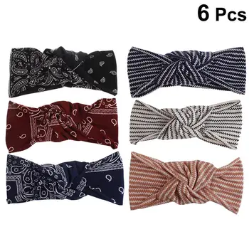 

6 Pcs Bohemian Style Hair Bands Floral Print Headbands Elastic Headwraps Hair Hoops for Lady Girl (Random Color)