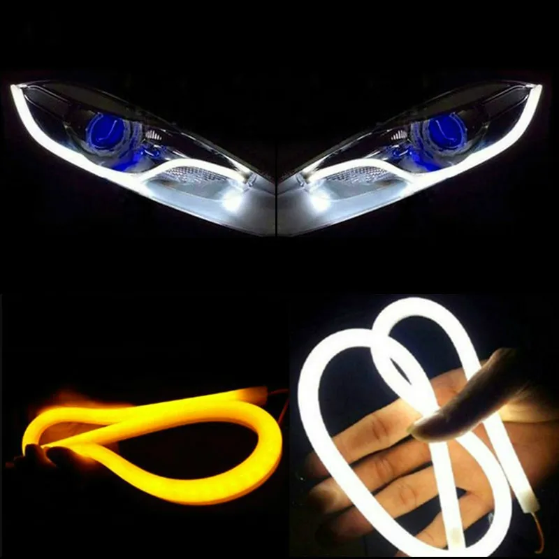 2PC Lot 30cm DRL Flexible LED Tube Strip Daytime Running Lights Turn 