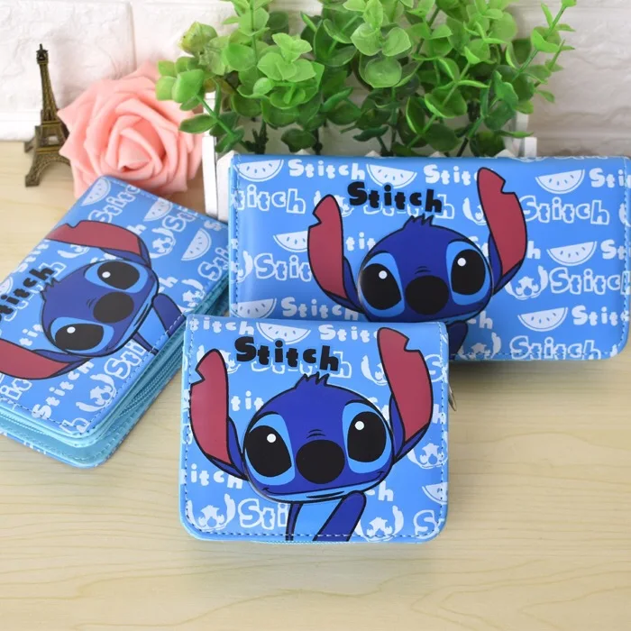 Bolso para niños de dibujos animados de Disney Stitch, monedero, bolso de mano de almacenamiento, billetera chico chica, monedero, tarjetero de identificación