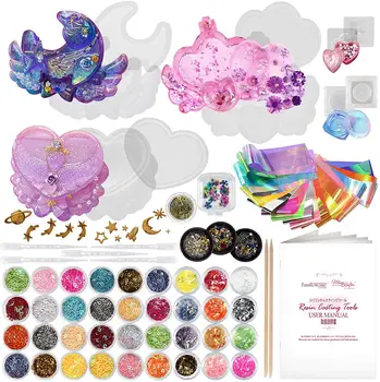 

86pc Set sailor moon Trinket Box epoxy resin molds Set Mermaid Pearl DIY Jewelry Making tool
