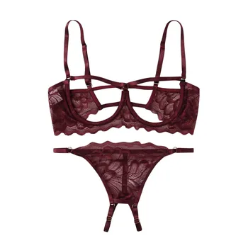 

2020 Feitong Underpants Women Bra&Briefs Eyelash Lace V-Neck Sexy Stain Pajamas Bowknot Shorts Set нижнее белье женское