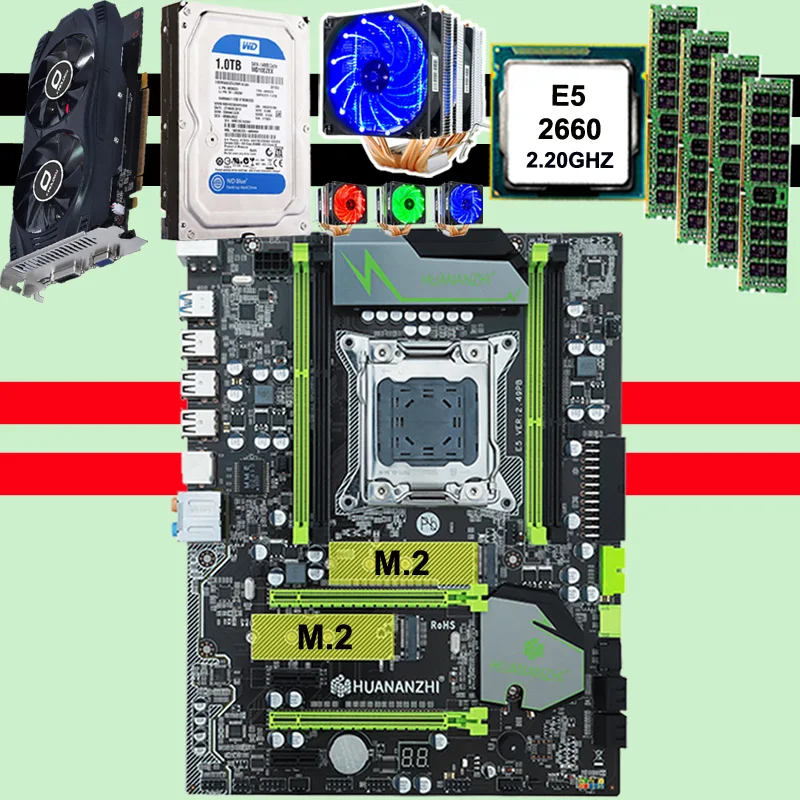 Best Price Computer DIY HUANAN X79 motherboard CPU Xeon E5 2660 6 heatpipes cooler RAM 32G(4*8G) DDR3 RECC 1TB 3.5' SATA HDD GTX750Ti 2GD5