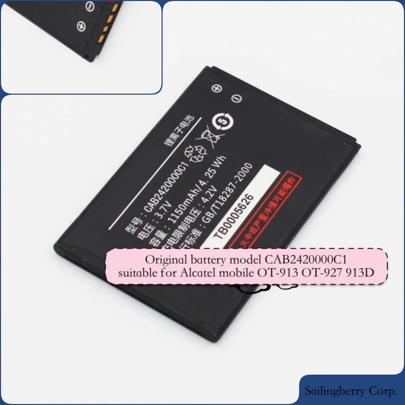 Аккумулятор подходит для Alcatel-Мобильный OT-913 OT-927 913D OT-913D с аккумулятором модель CAB2420000C1