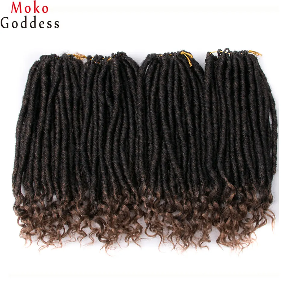 MokoGoddess вязанные волосы для наращивания богиня Faux locs Curly вязанные косички синтетические волосы Омбре косички