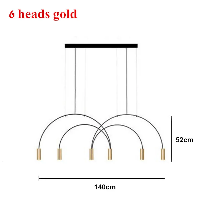 6 heads Gold Постмодерн индивидуальный дизайн Led люстра подвесной светильник Искусство скандинавские люстры для гостиной магазин кабинет Декор подвесной светильник - Цвет абажура: 6 heads Gold
