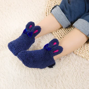 

Cartoon Socks Baby's 100% Cotton Socks Antiskid Socks Rabbit Pattern Cute Plush Baby Boy Baby Girl Kids Socks Grey, Pink, White