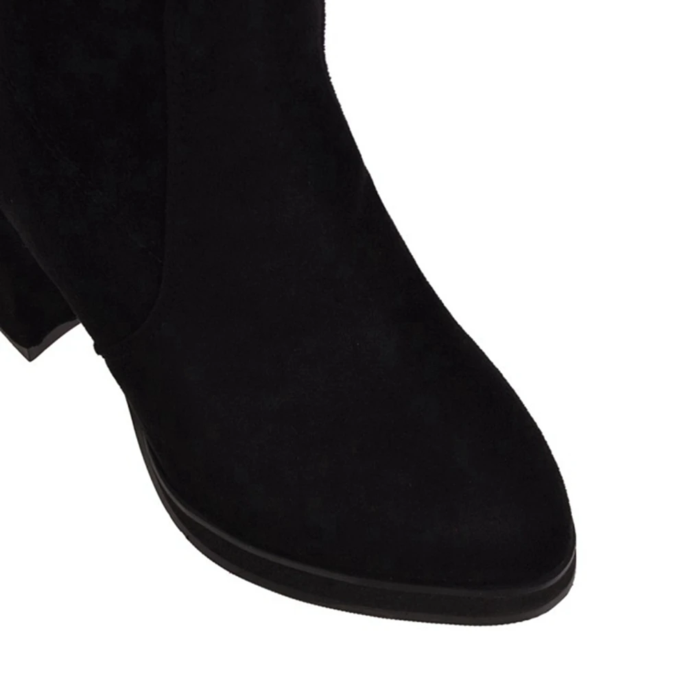 Hot Sale Botas Mujer Shoes Women High Heels 6.5cm Motocicleta Mulheres Martin Outono Inverno Botas De Couro Femininas Boots 8-15