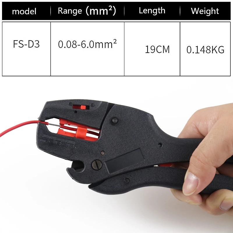 FS-D3 Self-Adjusting insulation Wire Stripper range 0.08-6mm2 With High Quality wire stripping Cutter Range 0.08-2.5mm Flat Nos