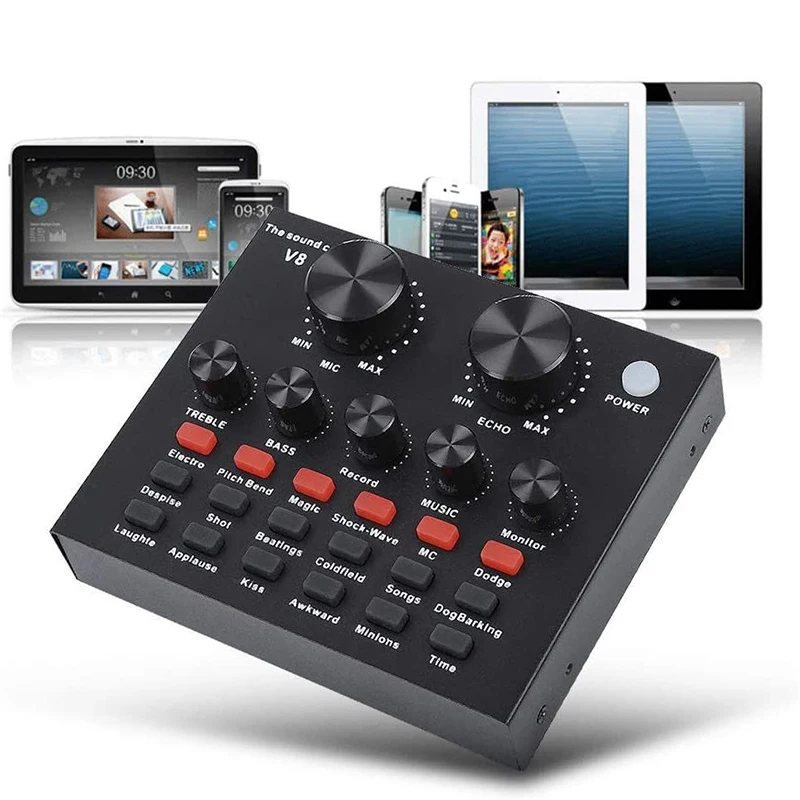 Звуковая карта V8 12 режимов 1 шт. Звуковой адаптер USB внешняя звуковая для