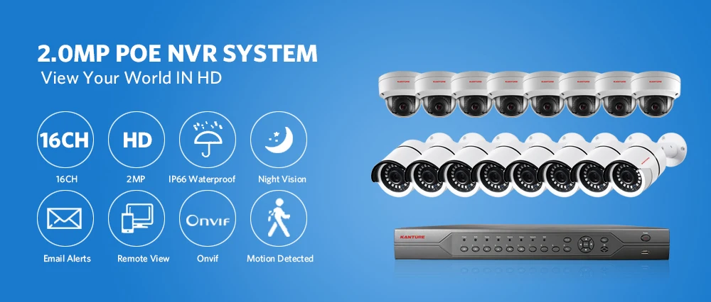 KANTURE 16CH H.265+ 4MP POE CCTV NVR система 16X1080P Аудио Антивандальная Безопасность Крытый Открытый IP Камера видеонаблюдения комплект