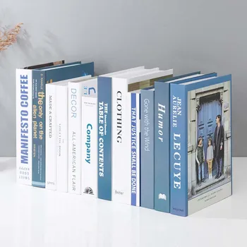 

INS Simulation Book Model Home Decoration Accessories Simplicity Blue Fake Book Decoration Furnishings Study Room Bookcase Decor