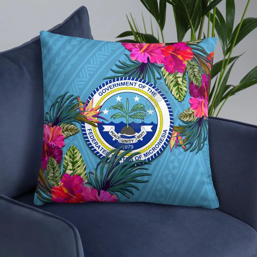 

Federated States Of Micronesia Pillow Hibiscus Surround Pillowcases Throw Pillow Cover Home Decoration