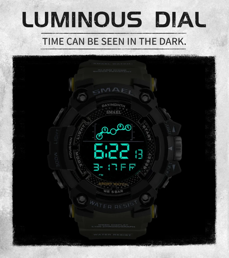 SMAEL мужские часы водонепроницаемые военные спортивные часы мужские светодиодные цифровые часы электронные наручные часы 1802 relogio masculino
