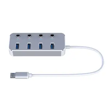 

Aluminum 4Port USB 3.0 Hub High Speed USB Splitter with Individual On/Off Switch 72XB