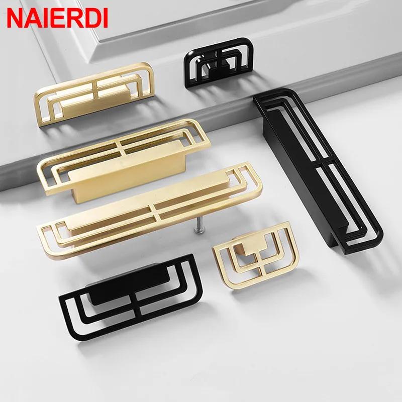 NAIERDI – poignée de meuble en alliage de Zinc, disponible en couleur or, style Vintage, idéale pour placard de cuisine, tiroirs européens