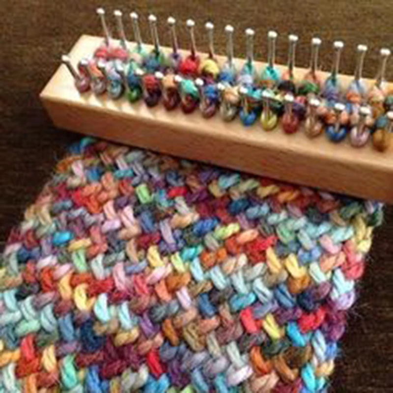 

Handmades Wooden Knitting Loom Board Fine Gage Loom Hook&Needle 16*4cm