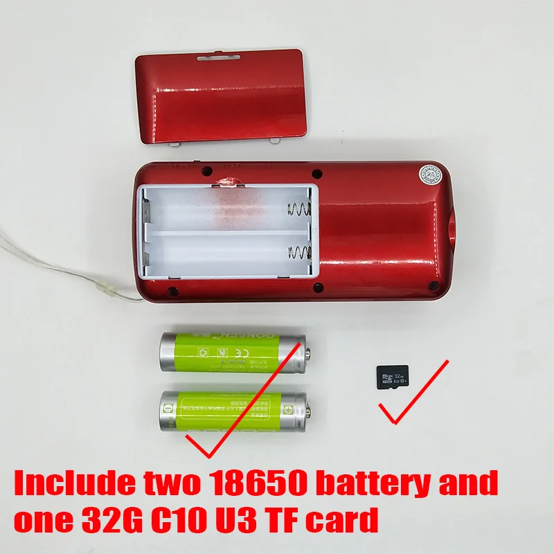 2 battery 1 TF card Портативный наружный динамик FM радио TF USB плеер Поддержка светодиодный фонарик Отображение времени наушники в 2 18650 перезаряжаемая батарея - Цвет: 2 battery 1 TF card