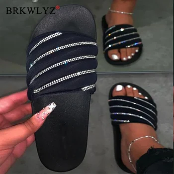 

New Summer Slippers Crystal Platform Women's Shoes Bling Fashion Comfortable Ladies Slides Casual Outdoor Beach Shoes Female