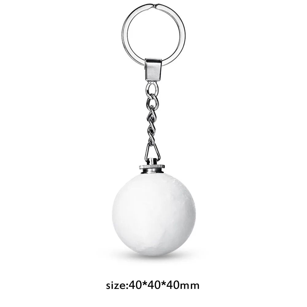 Portable 3d Unique moon shape decoration Keychain Night Light- White White Light durable and practical gift