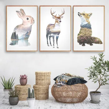 

Nordic Style Pastoral Decoration Painting Wall Art Animal Silhouette Landscape Print On Canvas Poster Home Decor For Kids Room