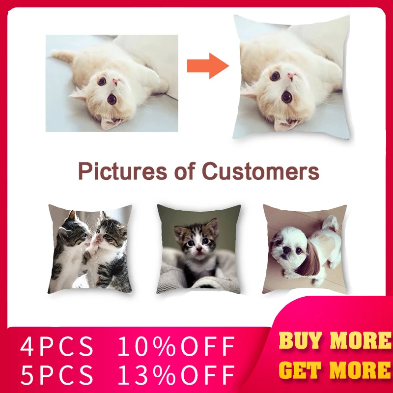 

Fuwatacchi Animal Child Personal Customize Cushion Cover Customization Throw Pillow Cover Linen Pillowcase Print Photo 45cm*45cm