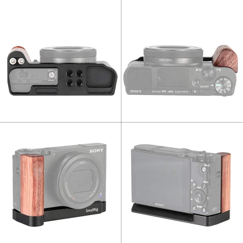 SmallRig L Plate for Sony RX100 III IV V VI L Bracket Mounting Plate Quick Release Tripod Baseplate With Wooden Handle - 2248