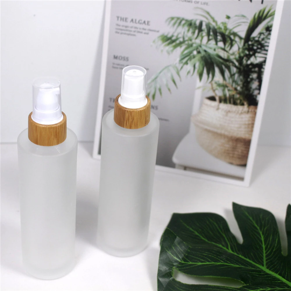 曇らされたガラススプレーボトル 100ml 竹の木目調化粧品ボトル エマルジョンポンプ容器のパッケージ 詰め替えボトル Aliexpress
