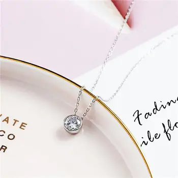 

Cubic Zirconia Necklaces & Pendants Real 925 Sterling Silver Necklace For Women Fashion Fine Jewelry Luxury Wedding 925-96